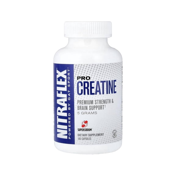 GAT SPORT Pro Creatine Capsules, Strengh, Wellness, Brain Health, Enhanced Absorption, 5 Grams, 180 Veggie Capsules