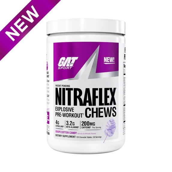 GAT Sport® Nitraflex® Performance Pre-Workout Chews - Grape Cotton Candy, 30 Servings