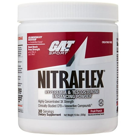 GAT Sport Nitraflex Test Booster Powder, Fruit Punch, 30 Servings