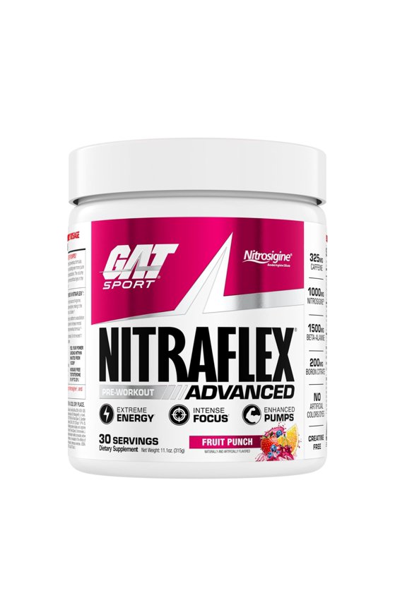 Nitraflex Advanced Pre-Workout Powder, Increases Blood Flow, Boosts Strength and Energy, Improves Exercise Performance, Men & Women (Fruit Punch, 30 Servings)