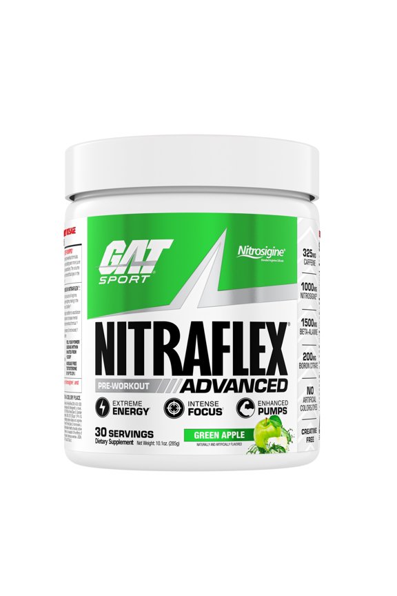 NITRAFLEX ADVANCED, Green Apple, 10.1 oz (30 Servings)