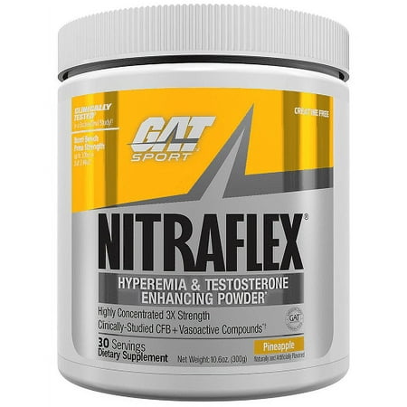 GAT Sport Nitraflex Test Booster Powder, Pineapple, 30 Servings