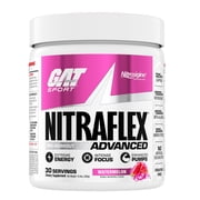 GAT SPORT Nitraflex Advanced Pre-Workout Powder - Energy Drink Mix - Supports Healthy Blood Flow - Boosts Strength & Energy - Creatine-Free - 30 Servings - Watermelon