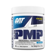 GAT SPORT PMP Peak Muscle Performance, Pre-Workout, 30 Servings Blue Raspberry Stim-Free