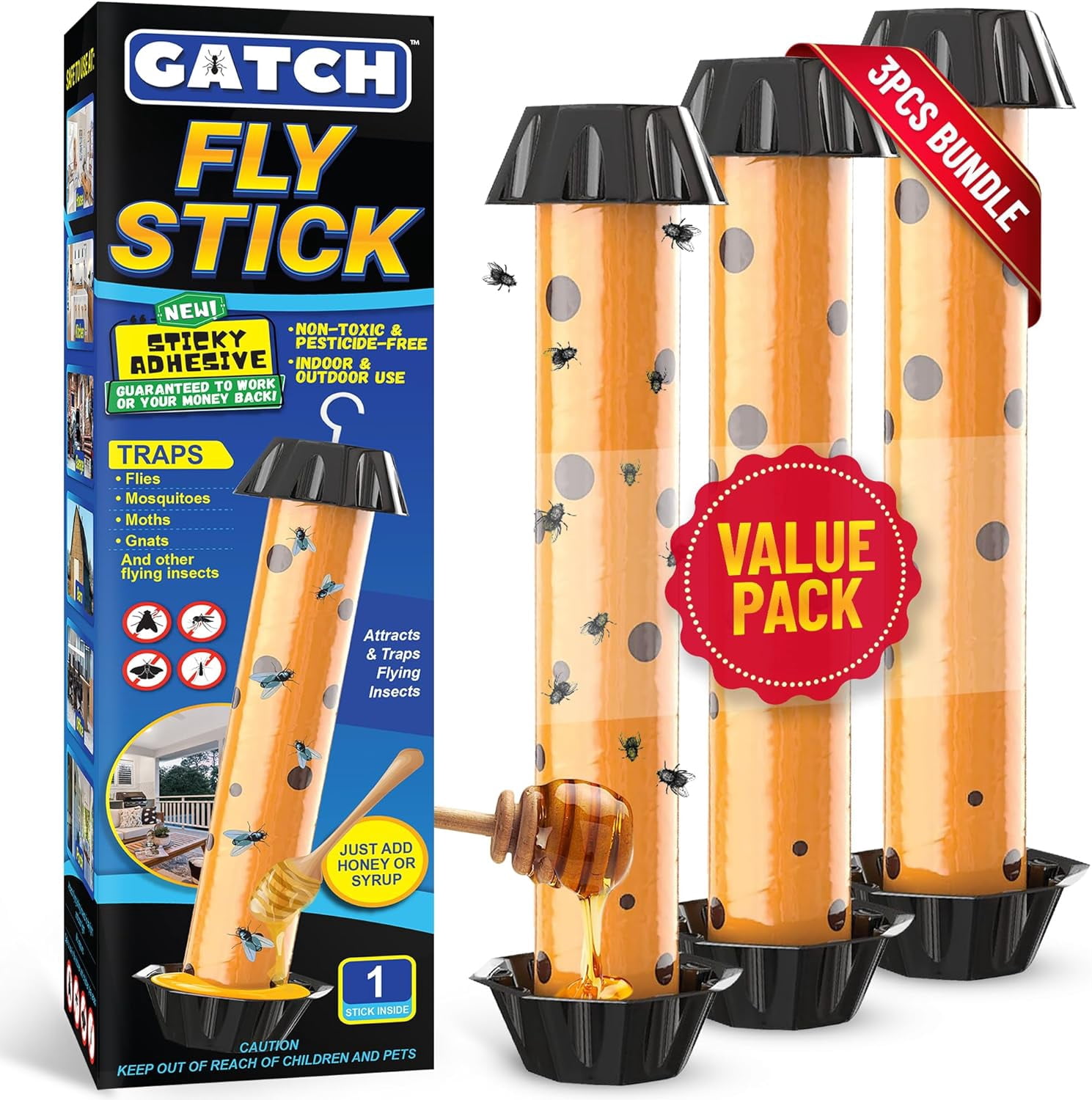 Gatch GATCH Fruit Fly Trap (3 Pack), Fly Stick for Mosquitoes, Sticky Trap ...