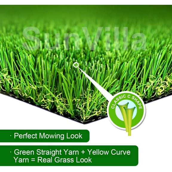 GATCOOL 4'X7' Realistic Indoor/Outdoor Artificial Grass/Turf 4 x 7 (28 Square FT), 4' x 7', Green/Olive Green/Yellow