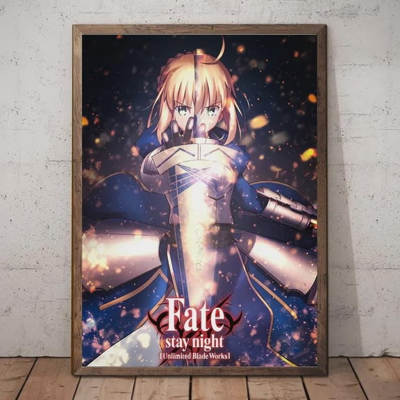 GATEGOO Poster Artoria Pendragon Saber Poster: Fate/Stay Night Anime Gamer Room Decor 8X12, UNFRAMED