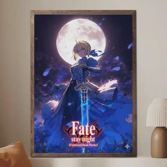 GATEGOO Poster Artoria Pendragon Saber Poster: Fate/Stay Night Anime Gamer Room Decor 8X12, UNFRAMED