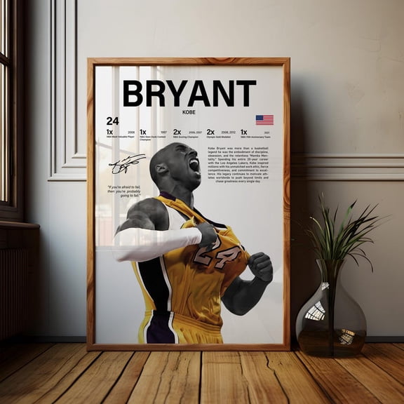 GATEGOO Poster Bryant Wall Art, Basketball Player Poster, Sports Room Decor, Athlete Print, Game Day Art, Bedroom Wall Decor 24X36, UNFRAMED