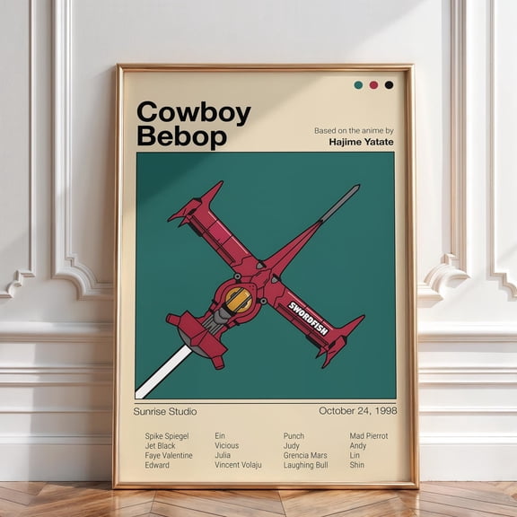 GATEGOO Poster Cow Bebop Manga Poster, Swordfish Anime Wall Art Print Vintage Artwork Gift 8X12, UNFRAMED