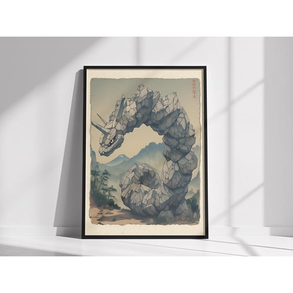 GATEGOO Poster Edo Style Stone Serpent Poster | Japanese Anime Wall Art 8X12, UNFRAMED