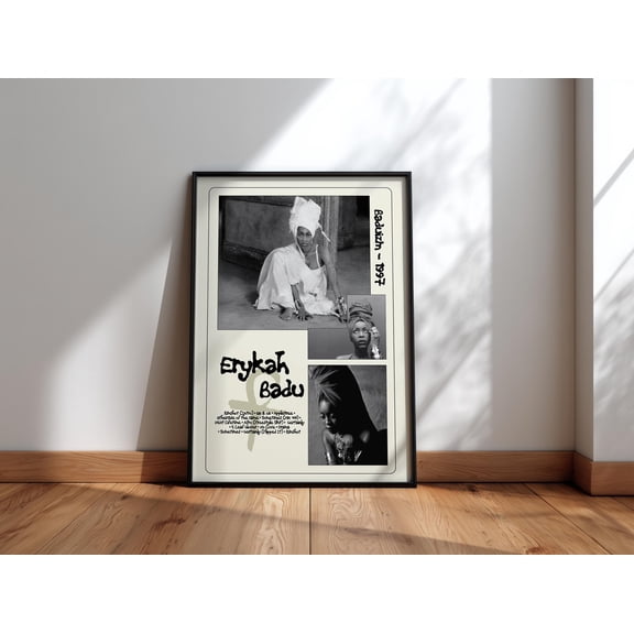 GATEGOO Poster Erykah Badu Baduizm Vintage Poster | Soul Music Prints | Wall Art Collectable | Lauryn Hill | Sade | Mother Daughter Gift 8X12, UNFRAMED