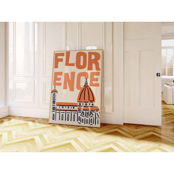 GATEGOO Poster Florence Italy Skyline Art Print: Minimalist Duomo Illustration 24X36, UNFRAMED
