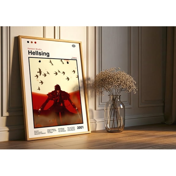 GATEGOO Poster Hellsing Ultimate Anime Poster : Minimalist Anime Manga Art Print 12X18, UNFRAMED