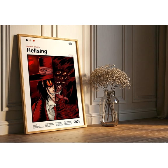 GATEGOO Poster Hellsing Ultimate Anime Poster : Minimalist Anime Manga Art Print 12X18, UNFRAMED