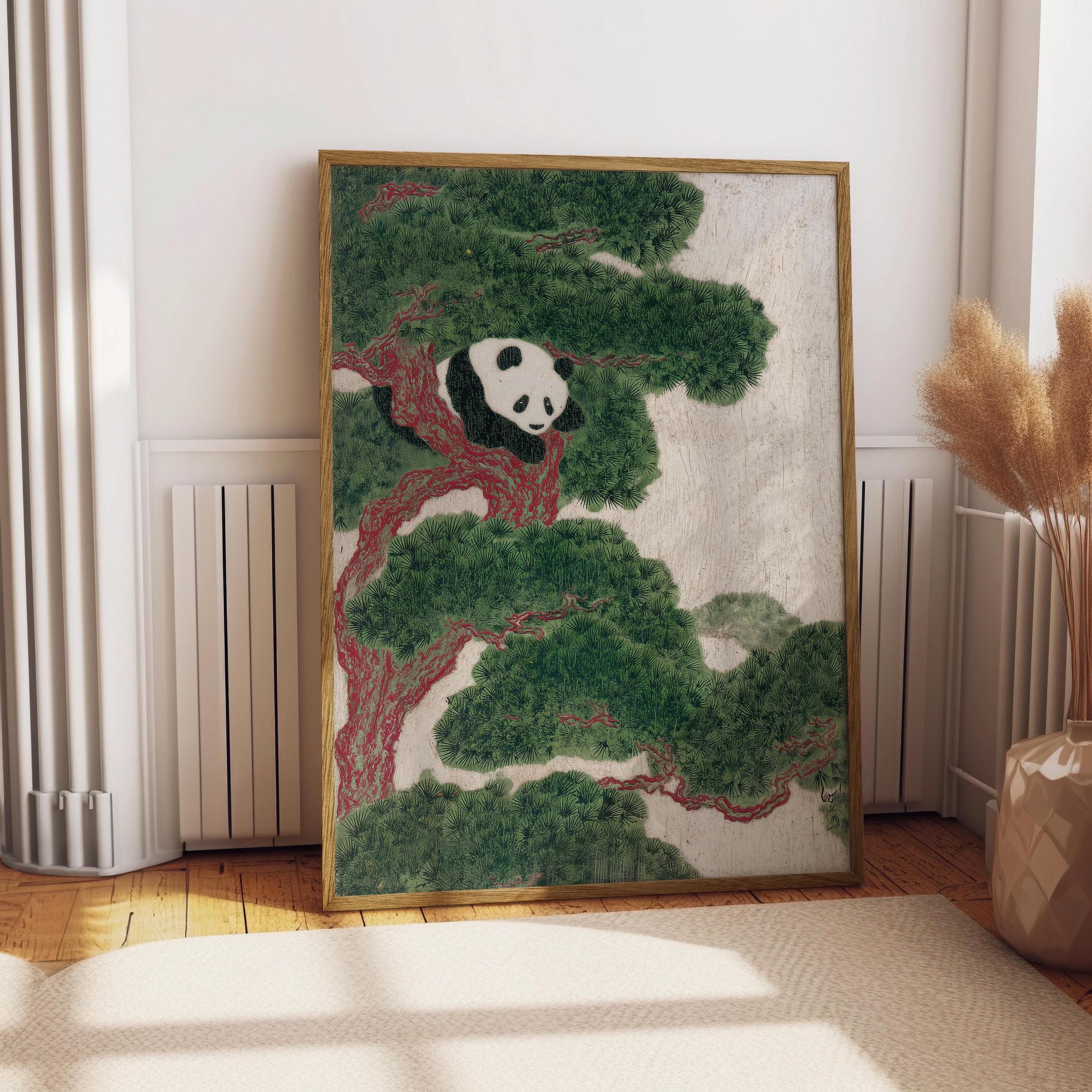 GATEGOO Poster Japanese Panda Print, Vintage Japanese Wall Art, Asian ...