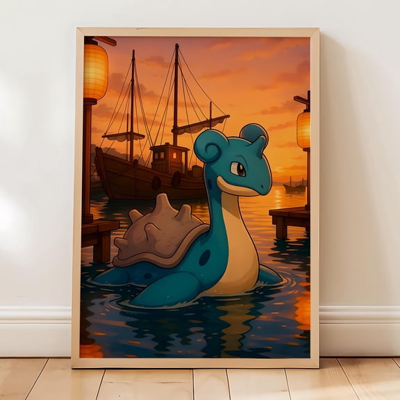 GATEGOO Poster Lapras Pokémon Japanese Anime Wall Art Print 8X12, UNFRAMED