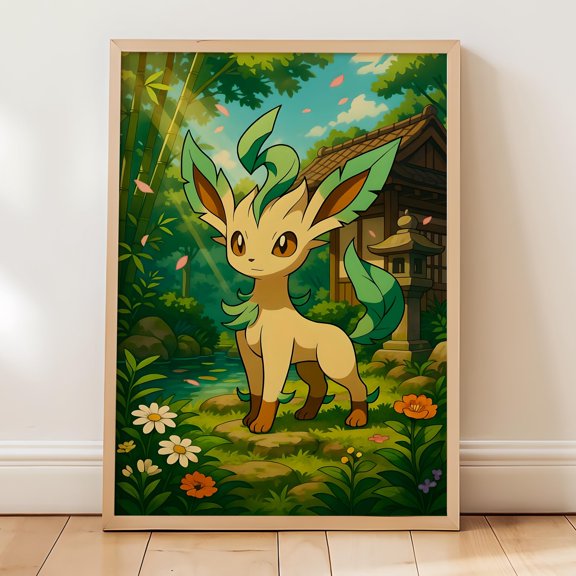 GATEGOO Poster Leafeon Pokémon Japanese Anime Wall Art Print 8X12, UNFRAMED