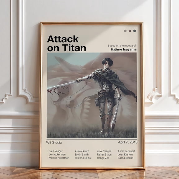 GATEGOO Poster Levi Ackerman Aot Manga Poster, Attack On Titan Anime Wall Art Print Vintage Artwork Gift 16X24, UNFRAMED