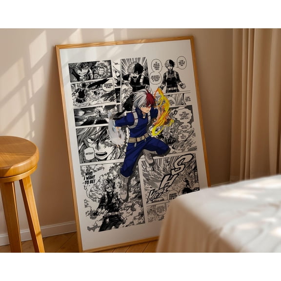 GATEGOO Poster My Hero Academia Shoto Todoroki Manga Poster – Print For Anime Lovers 8X12, UNFRAMED