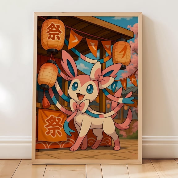 GATEGOO Poster Sylveon Pokémon Japanese Anime Wall Art Print 24X36, UNFRAMED