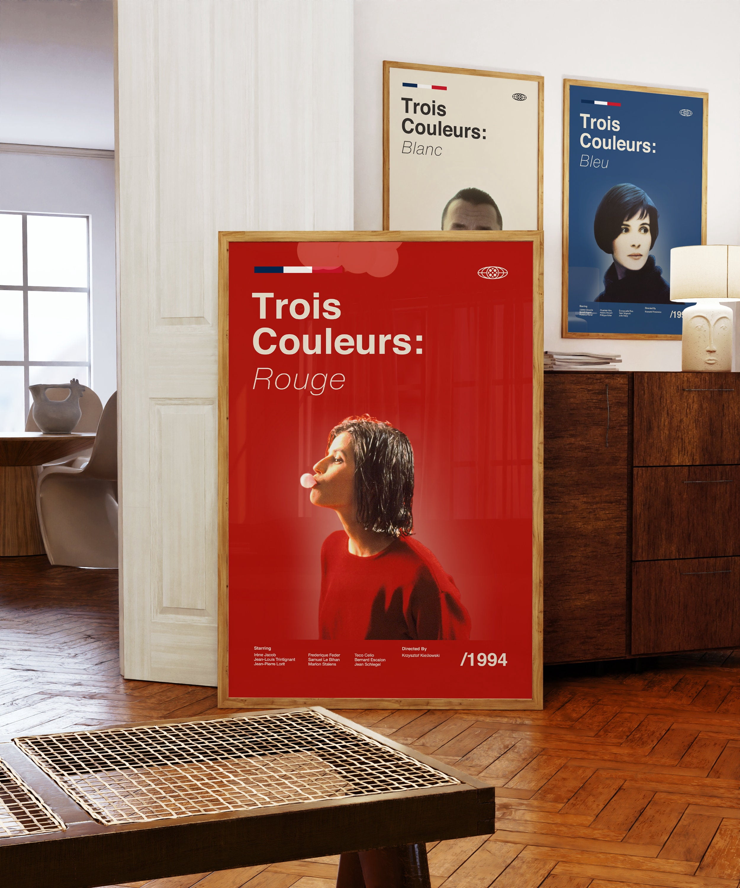 GATEGOO Poster Three Colours Red Wall Art Print - French Movie Poster ...