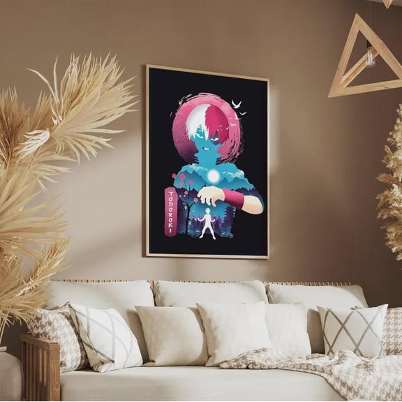 GATEGOO Poster Todoroki Shoto Art Print – My Hero Academia, Watercolor Anime Decor 24X36, UNFRAMED