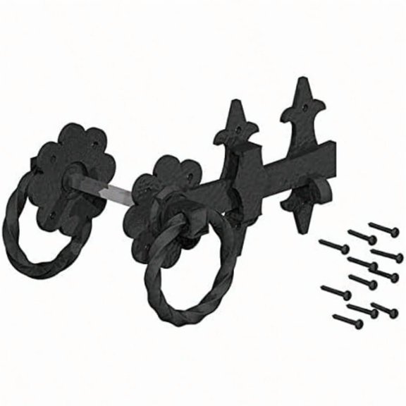 GATEMATE B5612003 Ornamental Ring Gate Latch 8 200mm Black Durable And Decorative Gate Hardware PowderCoated Finish Includes Fittings For Easy Installation