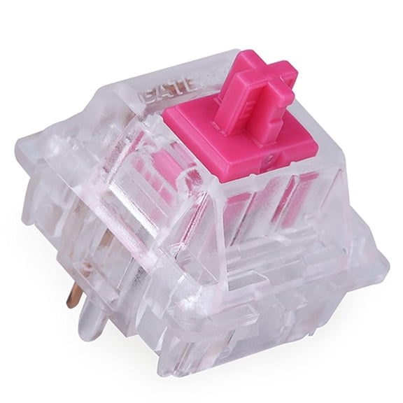 GATERON Aliaz Silent Pink Keyboard Switch, Haptic RGB LED 5-pin 60gf Black Electroplated Spring Key Switch, Suitable for MX Mechanical Keyboards (35 pcs)