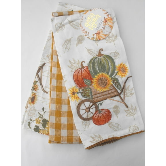 GATHER TOGETHER - SUNFLOWERS & PUMPKINS - 3 PACK TEA TOWELS