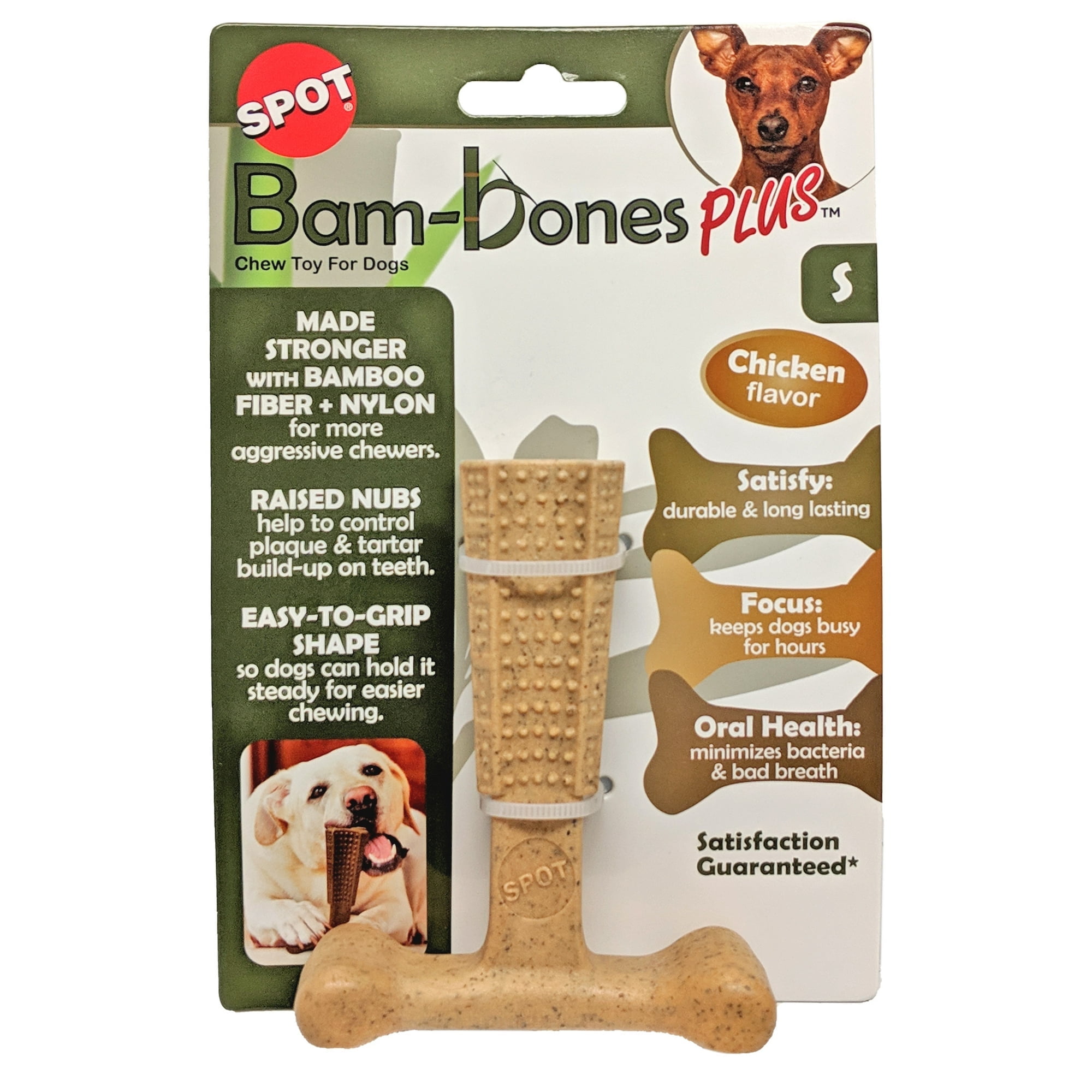 GATROPOD Bam-Bones Plus Chew Bones for Dogs,T-hape,Chicken Flavor,Dog Chew Toy for Aggressive Chewers,Adult Dogs & Teething Puppies Under 3lbs,4"