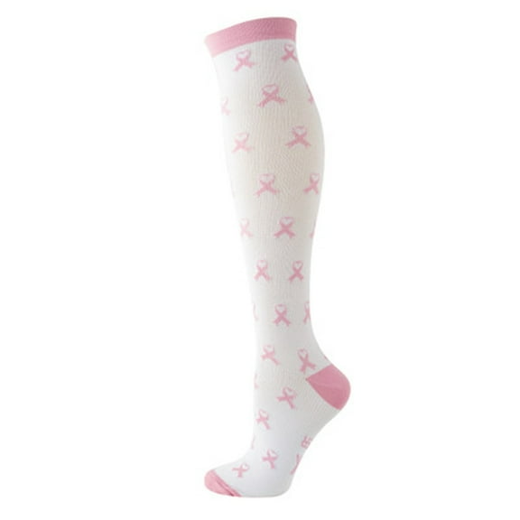 GATXVG Breast Cancer Awareness Pink Ribbon Socks for Women Men Knee High Cotton Socks Outdoor Athletic Sport Walk Socks Casual Stripes Tube Socks Festival Gifts Socks