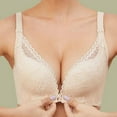 thumbnail image 1 of GATXVG Front Closure Double Support Wireless Bra, Lace Bra with Stay-in-Place Straps, Full-Coverage Wire-Free Lightly Lined Comfort Bralette for Everyday Wear, 1 of 4