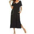 thumbnail image 1 of GATXVG Long Nightgown for Women Short Sleeves Sleepshirts Sleep Dress, Womens Oversized Loose Pajama Crewneck Solid Color Loungewear, Ultra-Soft Comfot Sleepwear Pjs with Pockets, 1 of 8