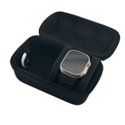 GATYZGEAR 2 Watch Travel Case for Men - Portable Watch Roll Storage Box with Hidden AirTag Holder, Lightweight EVA Hard Shell Watch Organizer for Travel, Black