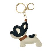 GATYZGEAR Black and White Dog Keychain with Gold Clip