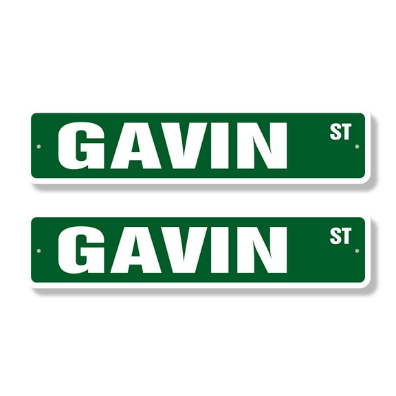 GAVIN Classic Street Sign (2 Pack) Childrens Name Room Sign Road Sign | 6" X 24" Plastic Address Sign