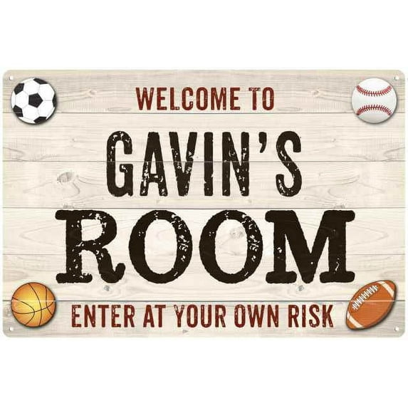 GAVIN'S Room Kids Bedroom Sign Boy's 8x12 Metal 208120090048