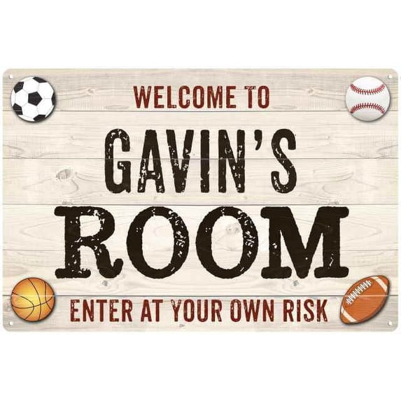 GAVIN'S Room Kids Bedroom Sign Boy's Gift 8x12 Metal 108120090048