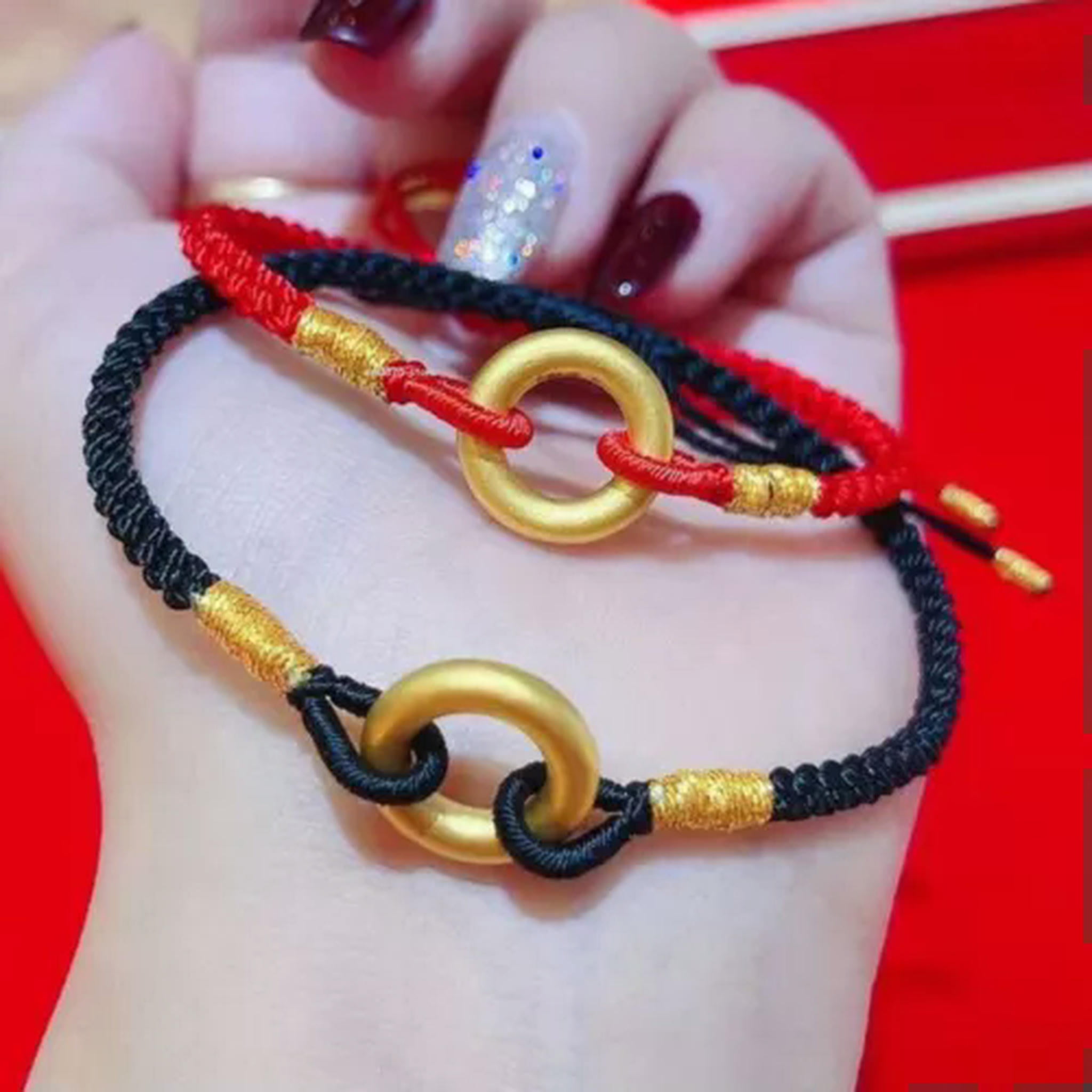 GAVONO 1pcs Real Pure 24k Yellow Gold Bracelet 3D Concentric Circles ...