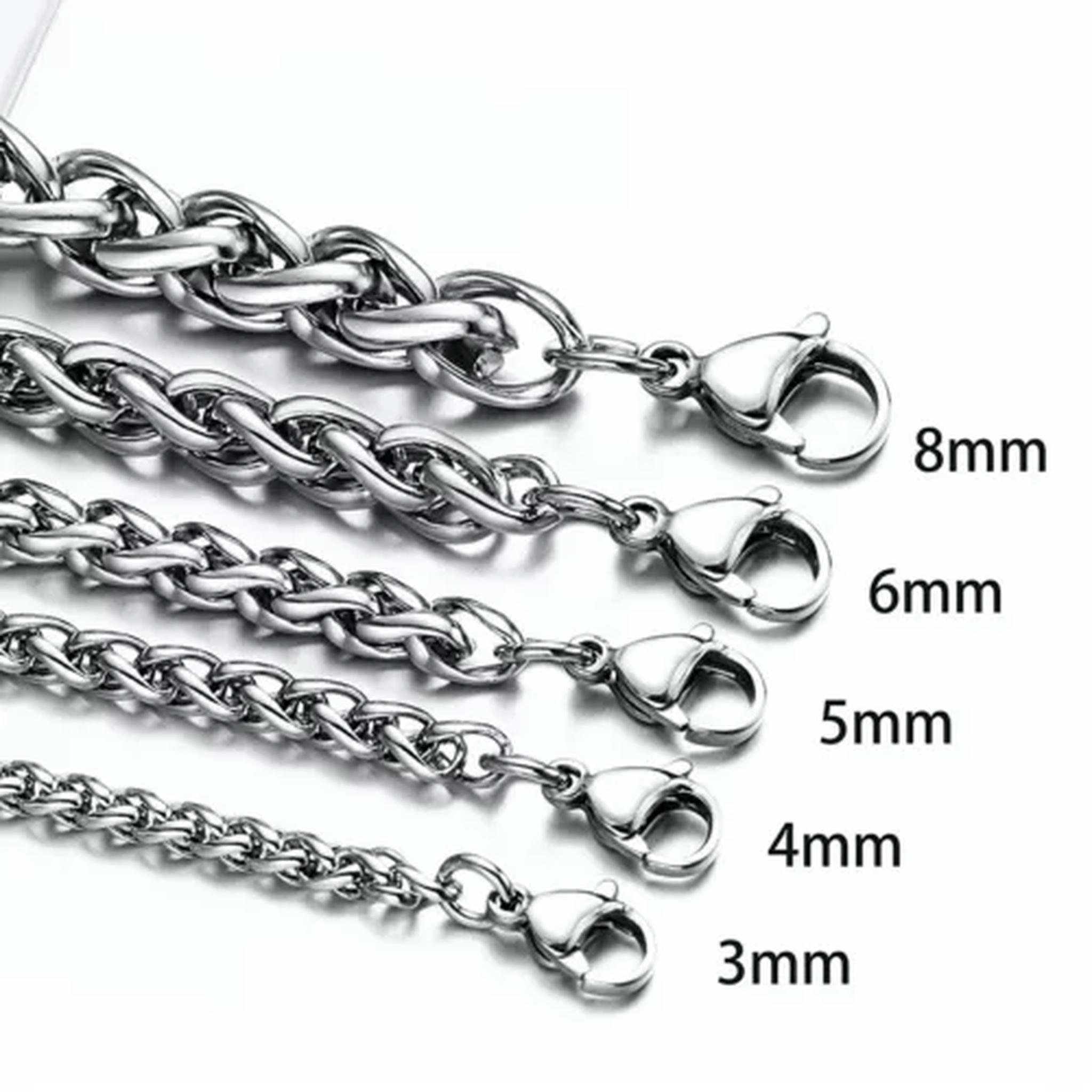 GAVONO 2.5/3/4/5/6/8mm 316L Man Woman Stainless Steel Wheat Braided ...
