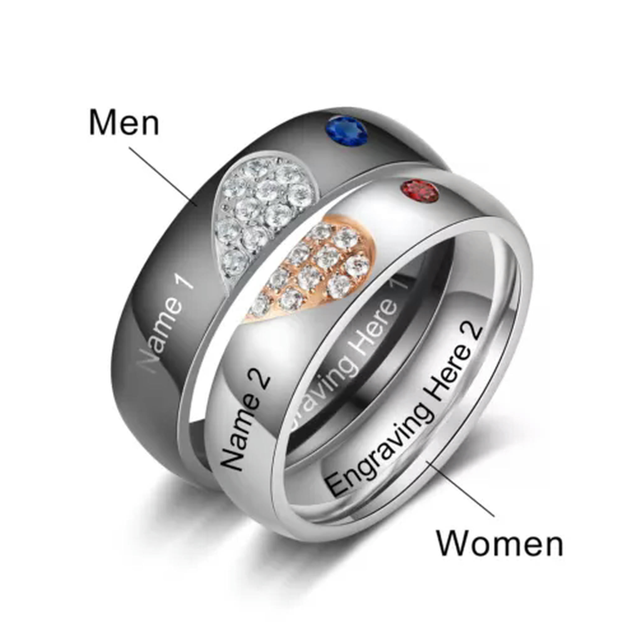 GAVONO Custom Engraving Promise Rings for Couples Matching His and Hers — free download