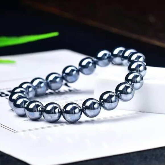 Hematite Stone Bracelet Therapy Health Care Hematite Gemstone Beads Bangle-10 mm