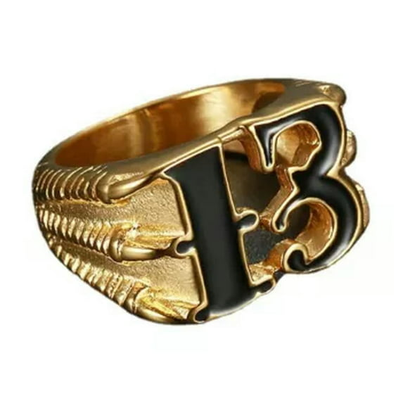 GAVONO Stainless Steel Punk Biker Gothic Number 13 Dragon Claw Ring Size 7-14-Gold/Black-12