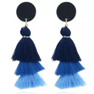 GAVONO Vintage Bohemian Earrings Women Long Tassel Fringe Dangle Earrings Boho Jewelry-Blue