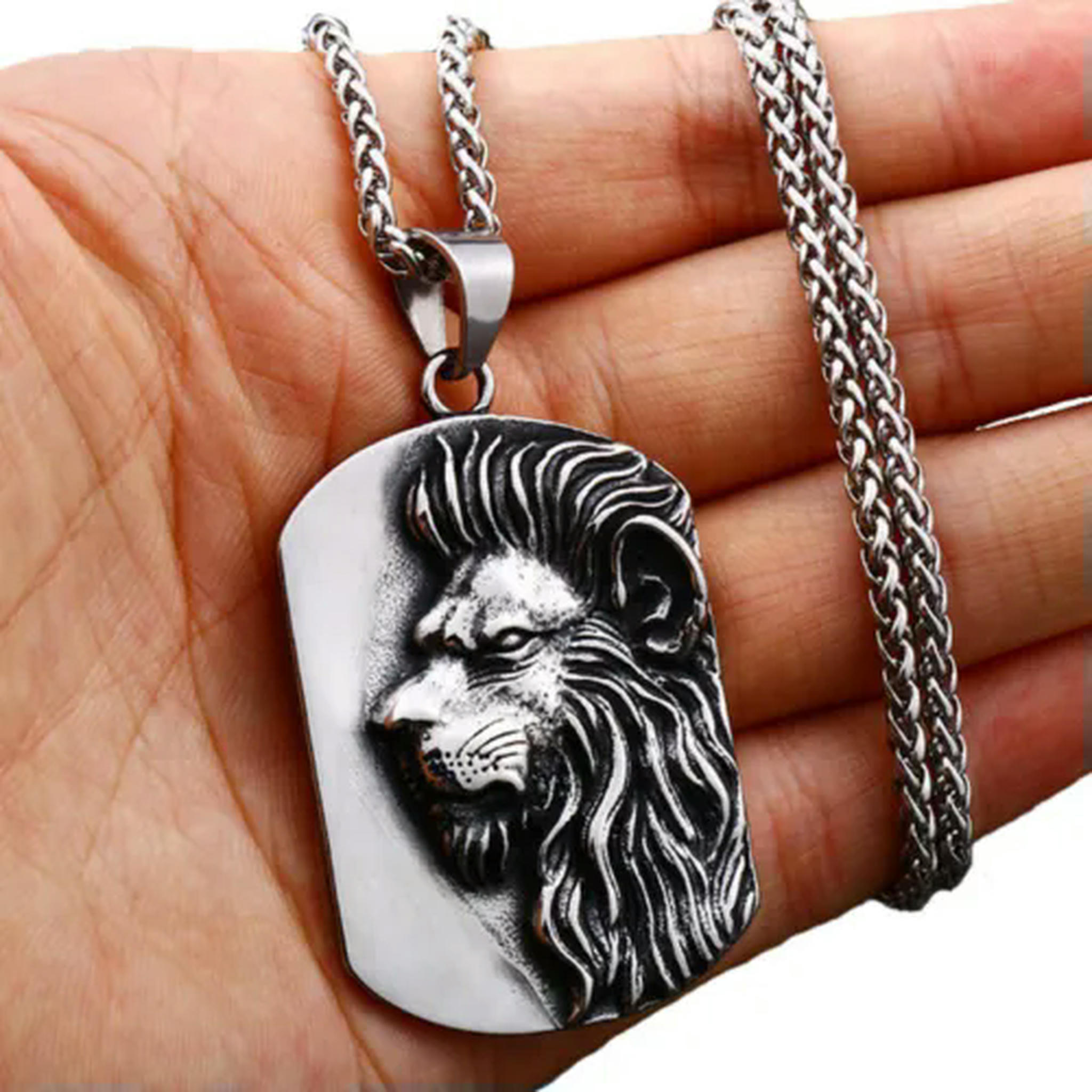 Lion King Necklace For Men – Stainless Steel Viking Style Lion Head Pendant | Punk Gothic Hip Hop Rock Jewelry For Everyday Wear