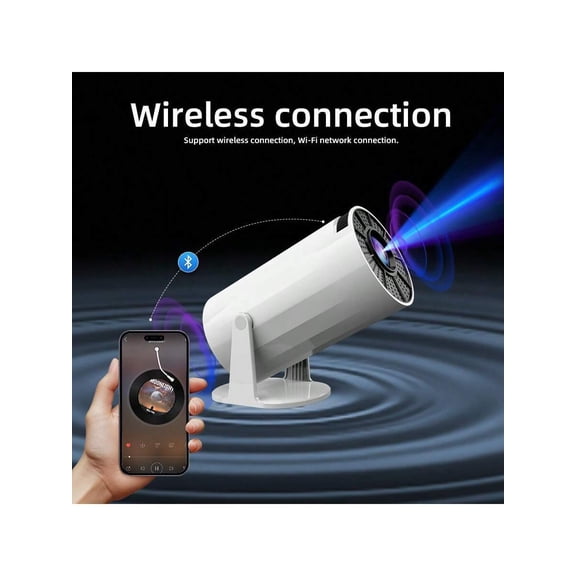 GAWFOLK Smart HD Projector 1080P, Wireless Portable Projector with Dual-Band WiFi & Bluetooth, Keystone Correction, 280° Rotation for Outdoor Movie Night, Phone/TV/Laptop. Includes Remote & Screen.