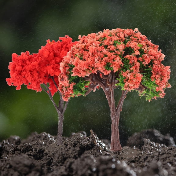 GAXIRE 1 Pack of 6pcs Mini Forest Plants Simulation Tree Ornament Plastic Terrarium Multi-color