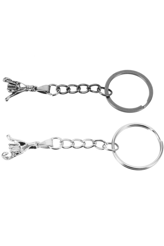 1 Pair Couples Keychains in Black and Silver for Wedding and Birthday 3.15X0.98X0.08in