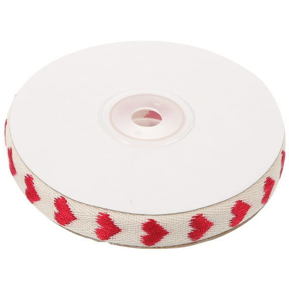 GAXIRE Decorative Ribbon Red Cotton Heart Pattern Craft Ribbon 1 Roll 36x0.6in